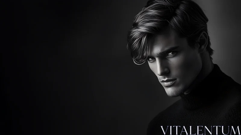 Moody portrait captures a thoughtful man in soft shadows