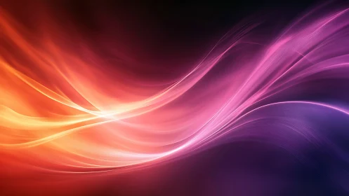 Luminescent magenta and orange light waves in motion.