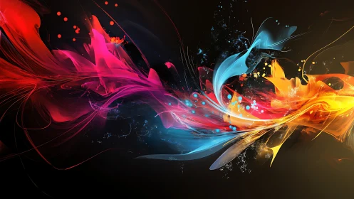 Vibrant energy streams collide in a luminous abstract motion