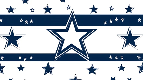 Bold navy star pattern with striped graphic bands.