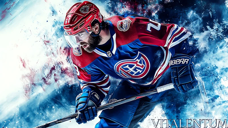 Electric ice hockey sprint in a storm of color and speed.