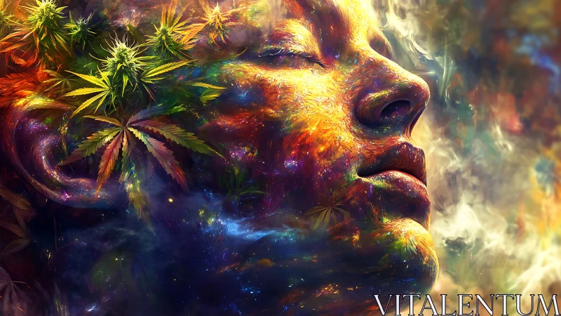 Psychedelic botanical portrait with luminous vapor gradients.