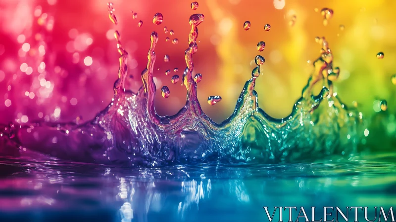 Chromatic splash coronas dancing across liquid rainbow skies.