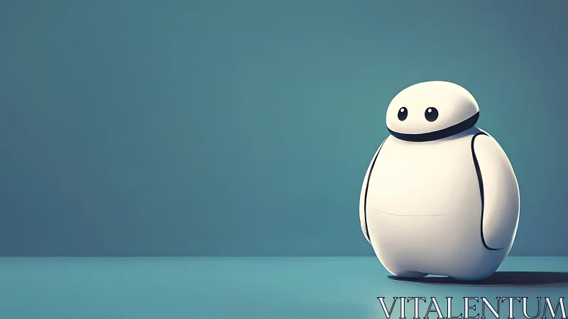 Minimalist 3D render of a friendly rounded service robot.