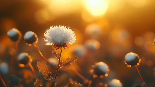 Backlit Dandelion Seed Head: Golden Hour Macro Study