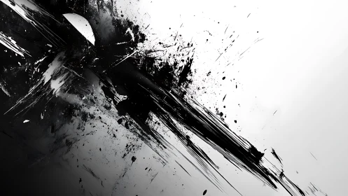 Ink burst in motion across a bright minimalist horizon.