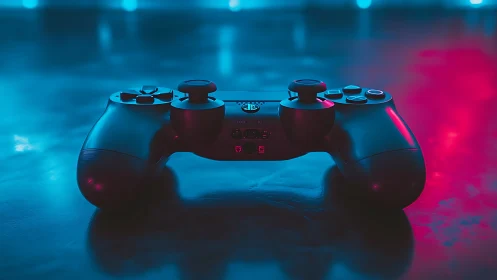 Gaming Controller Glows in Neon Paradise.