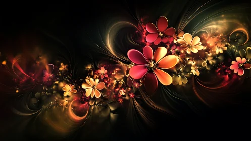 Nebula Bloom Parade of Luminous Ember Petals at Dusk.