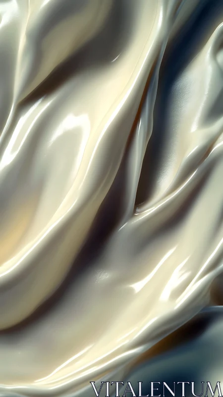 Specular highlights on cream-toned, fluidly folded glossy surface
