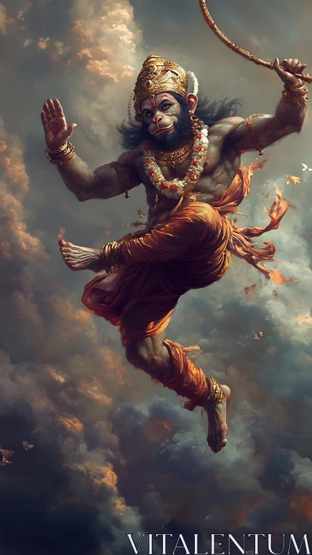 Storm-tossed sky becomes a playground for the leaping deity