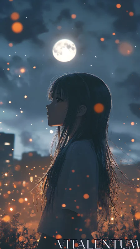 Moonlit anime profile studies luminous bokeh and cool contrast