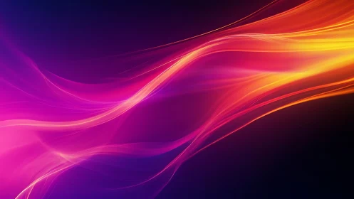 Vibrant neon light waves flow across a dark gradient field.