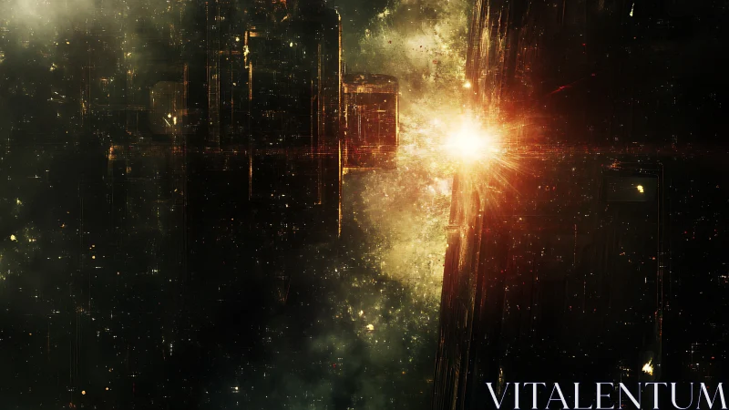 Stellar explosion illuminates fragmented megastructures in deep space