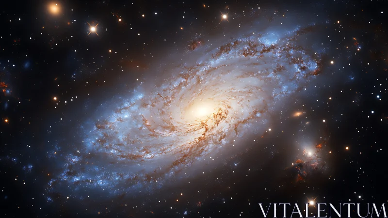 Spiral galaxy pirouettes through starlit velvet silence