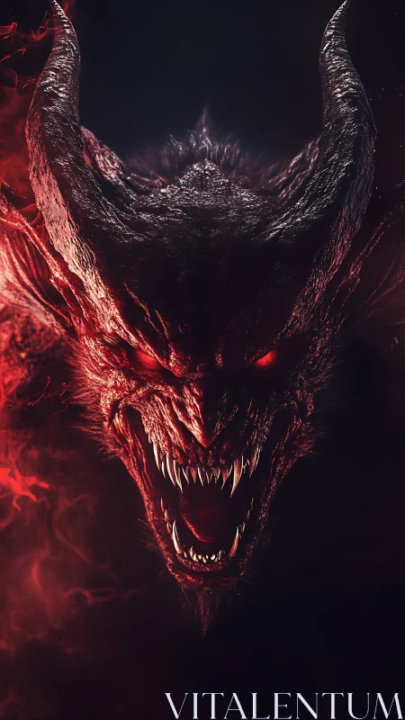 High-contrast demonic creature portrait reveals detailed horned anatomy