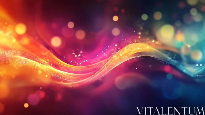 Vibrant light waves flow across a dreamy abstract nightscape