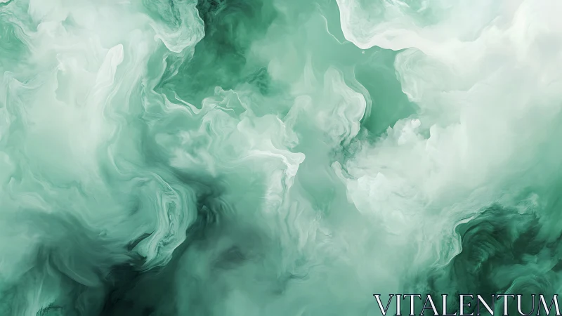 Soft emerald abstract swirl in layered flowing forms.