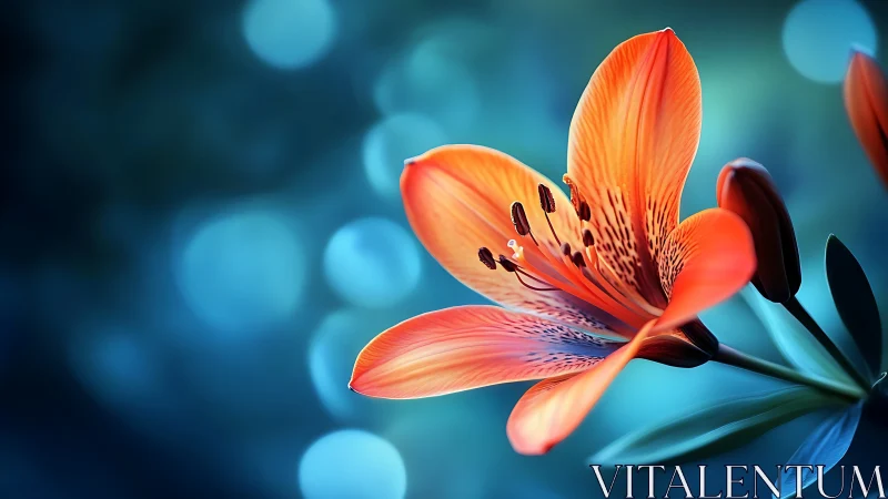 Radiant Bloom: Nature's Fire Against Serene Waters.