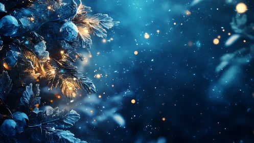 Cozy winter lights drifting through a dreamy snowy night.