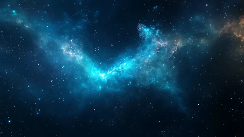 Soft blue nebula drifting gently across a starry night sky.