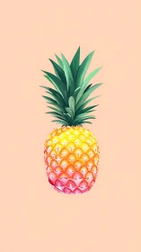 Gradient pineapple illustration on soft pastel background.