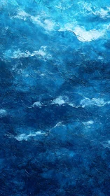Textured abstract seascape with layered blue ocean surface.