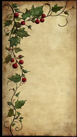 Vintage holly border framing cozy seasonal notes and wishes.