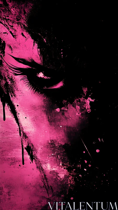 Partial face silhouette rendered in black and magenta contrast