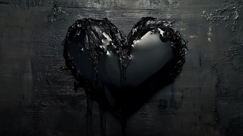 Heart shape rendered in dark textured material.