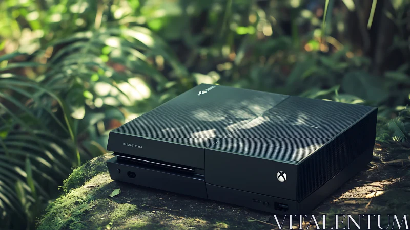Xbox One Gaming Console in Forest Setting.