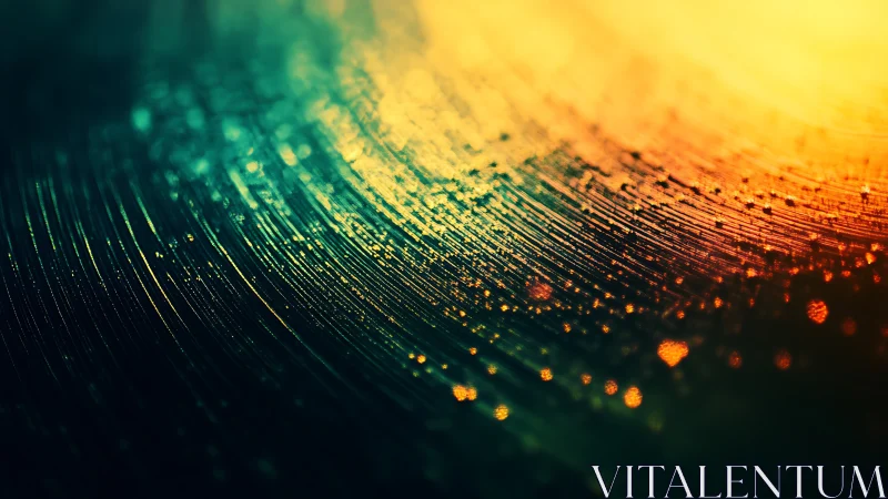 Macro grooves on vinyl record under teal and yellow light