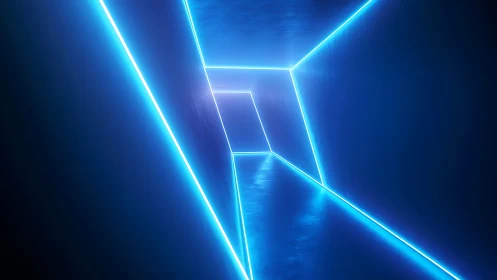 Neon corridors quietly twist space into glowing geometry