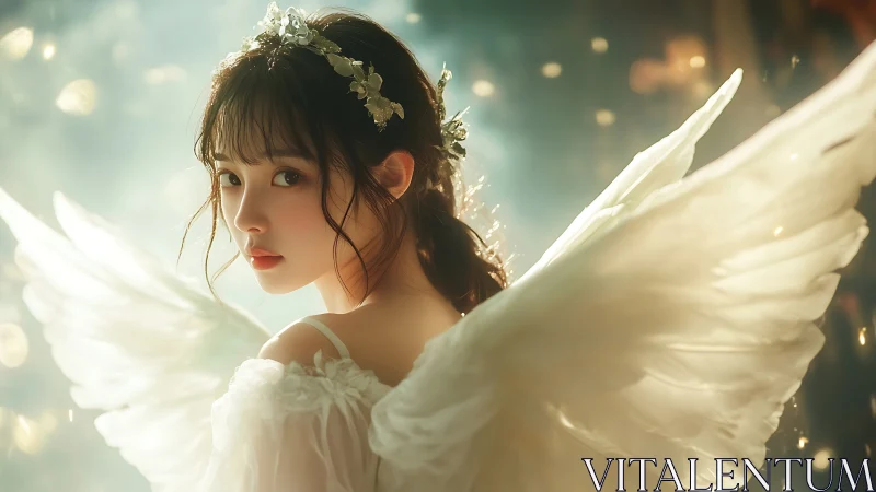 Soft haloed seraph turning toward morning lighted wonder.