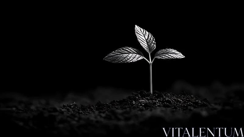 Monochrome macro seedling study in high-contrast lighting.