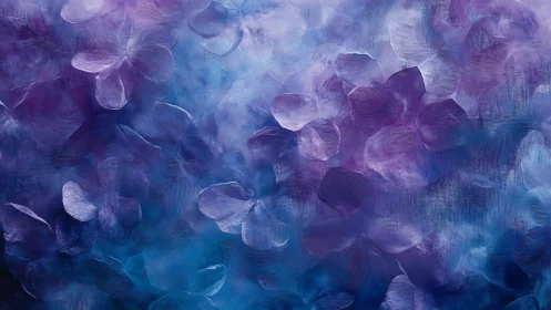 Dreamy violet blossoms drifting in a soft twilight haze.