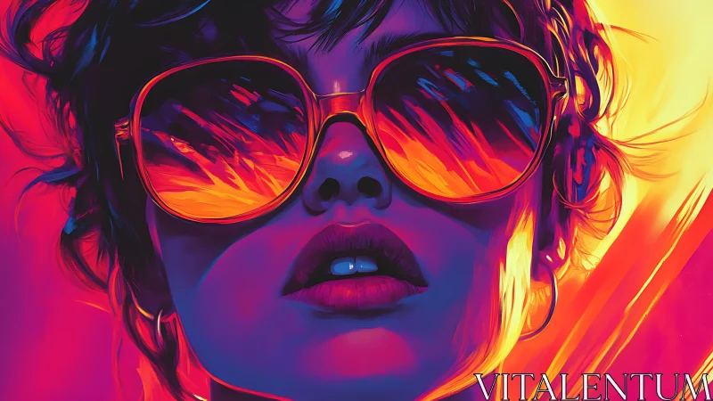 Neon sun-kissed shades ignite a glowing cyberdream gaze