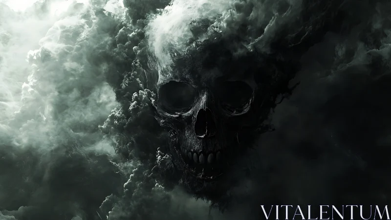 Brooding smoke skull forms gently within swirling dark clouds