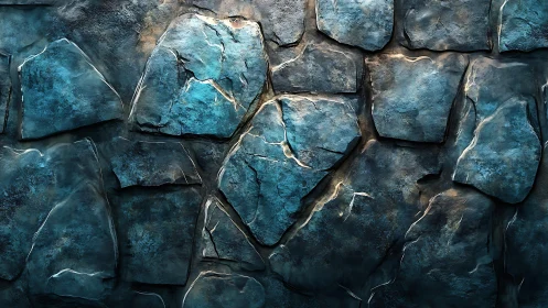 Weathered Blue Stone Wall Texture in Realistic Artistic Style.