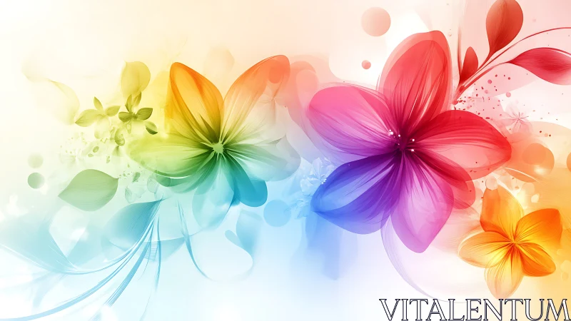 Rainbow Gradient Flowers in Abstract Bloom.