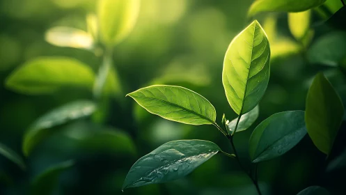 Sunlit leaves quietly rehearse their morning green aria