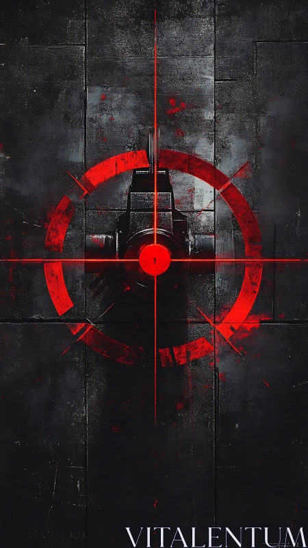 Cyberpunk target HUD over grunge black tactical panel surface.