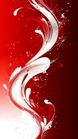 Red and white abstract fluid ribbon with gradient field.