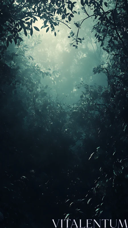 Emerald Cathedral Where Shadows Dance With Misty Light