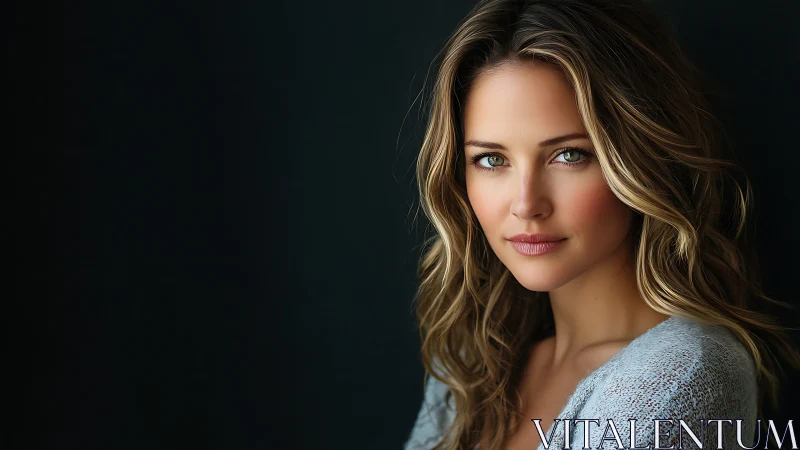 Soft light carves a quiet confidence across calm green eyes