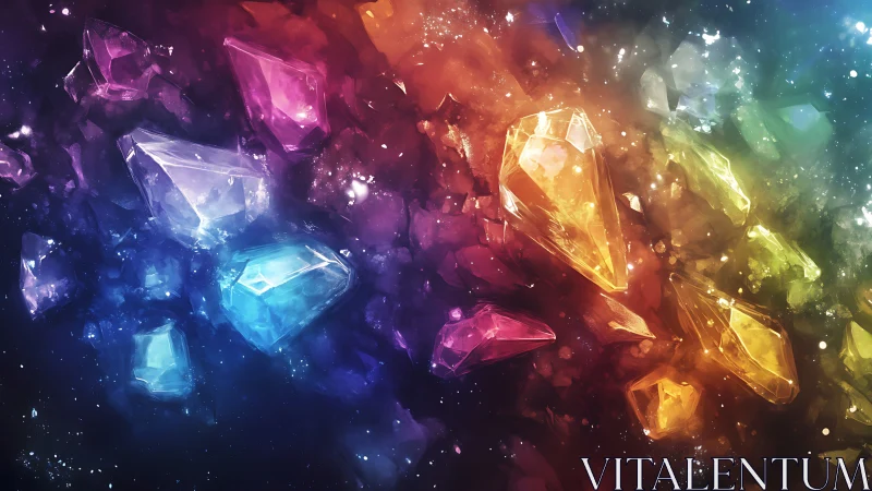 Starglow crystals drifting through a painted cosmic rainbow.