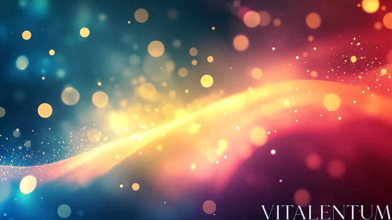Abstract light bokeh waves in multicolor gradient background.