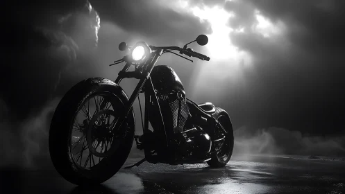 Midnight cruiser resting beneath storm-lit clouds.