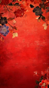 Ornate red floral border with negative space centerpiece design.