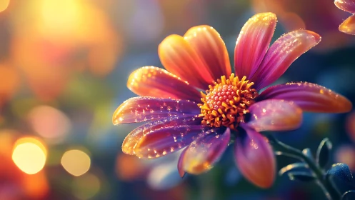 Radiant Cosmos Flower With Dewdrop Detail.