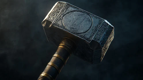 Legendary stone hammer rests in a quiet, stormy glow